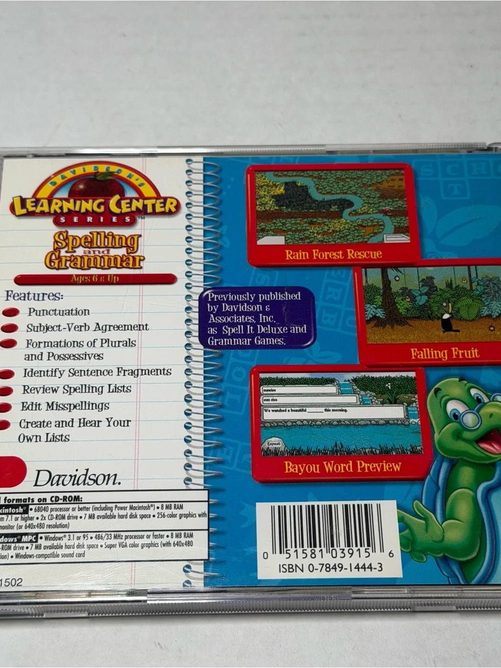 Davidson Learning Center Series: Spelling and Grammar CD-ROM Windows/Mac 1998